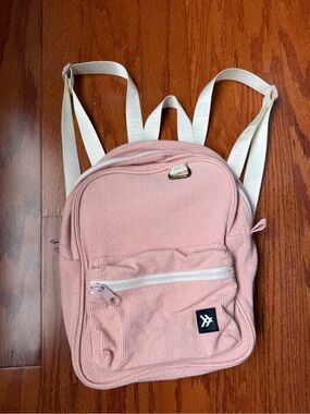 Thread Wallets Pink Mini Corduroy Backpack with White Straps